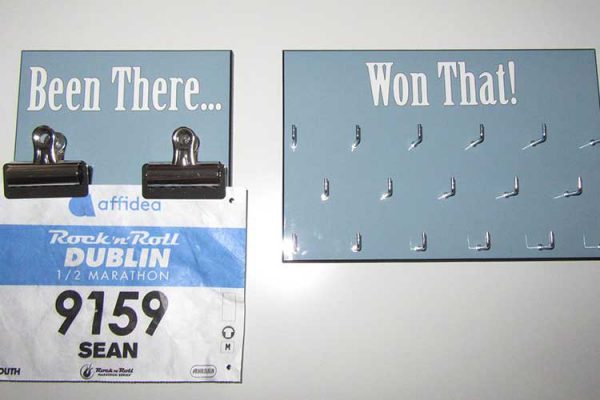 Been there, won that medal hanger and matching bib holder blue